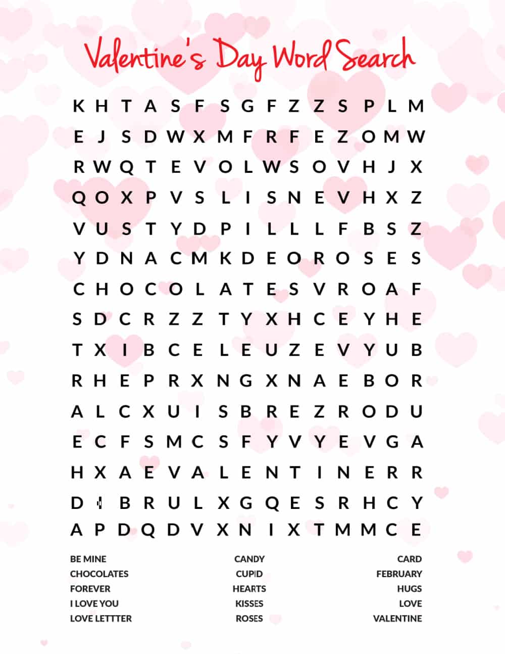 free printable valentine's day word search (pdf download)